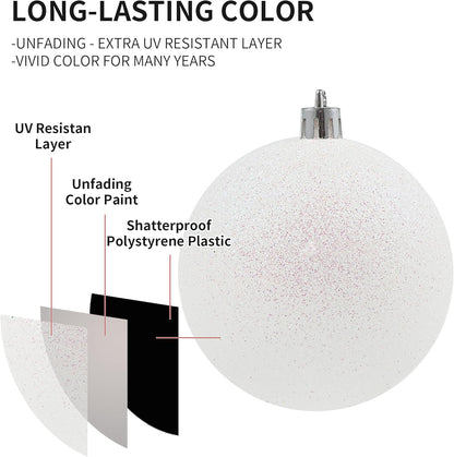 LANGXUN 36pcs White Christmas Tree Decorations Balls, Bolas De Navidad, 2025 Christmas Decor