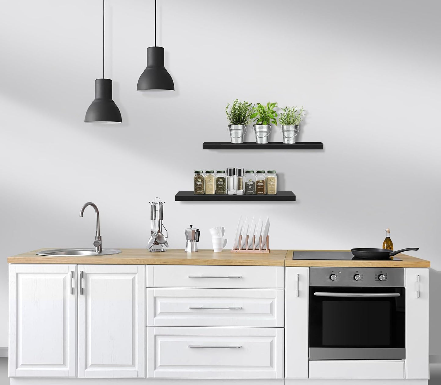 Sorbus Floating Shelves for Wall - 24" Bathroom Shelves, Wall Decor for Bedroom, Kitchen, Living