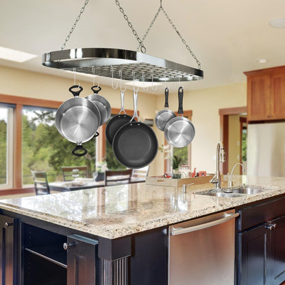 Sorbus® Pot and Pan Rack for Ceiling with Hooks — Decorative Oval Mounted Storage Rack