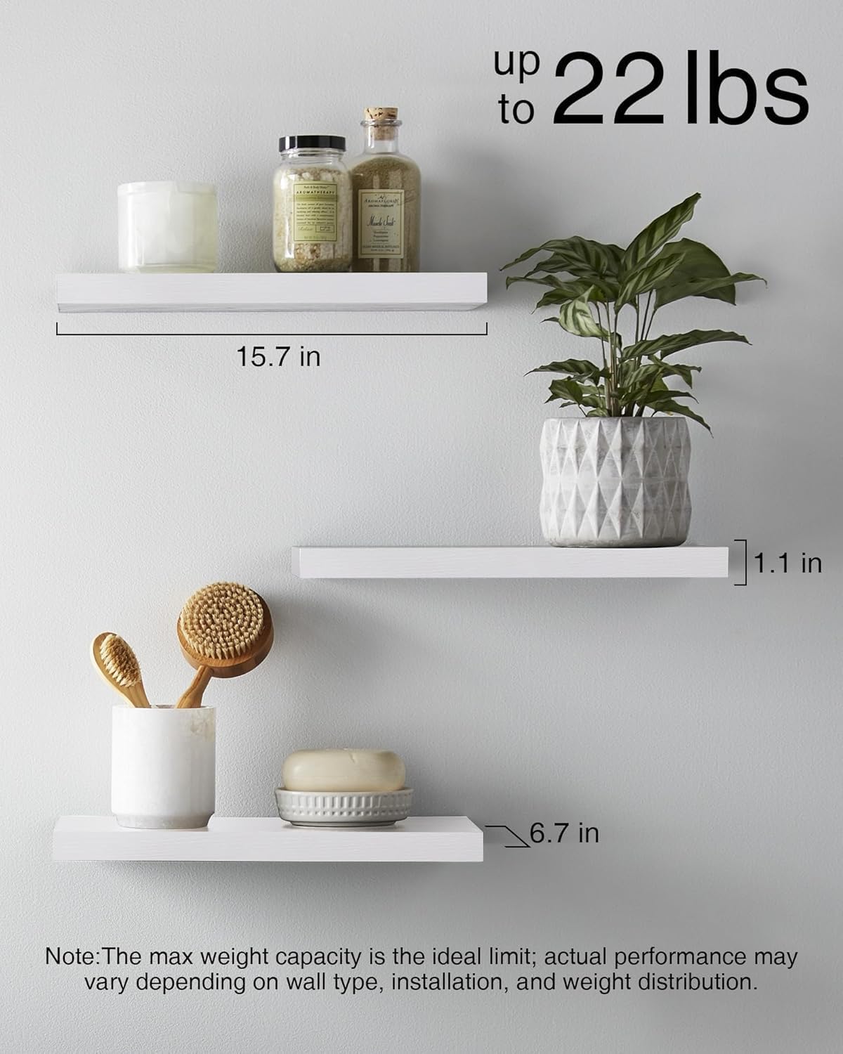 BAYKA Floating Shelves for Wall – Rustic Wood Wall Shelves with Metal Brackets for Bathroom