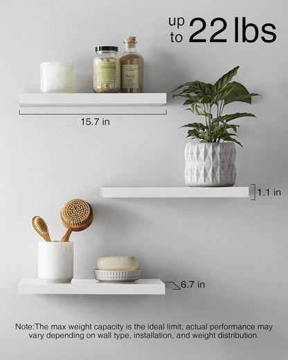 BAYKA Floating Shelves for Wall – Rustic Wood Wall Shelves with Metal Brackets for Bathroom