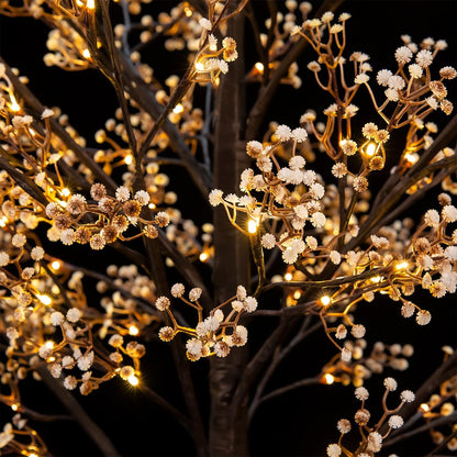 Lighted Baby's Breath Tree Set 4ft, 5ft and 6ft with 144/184/240 Warm White LED Lights for Holiday