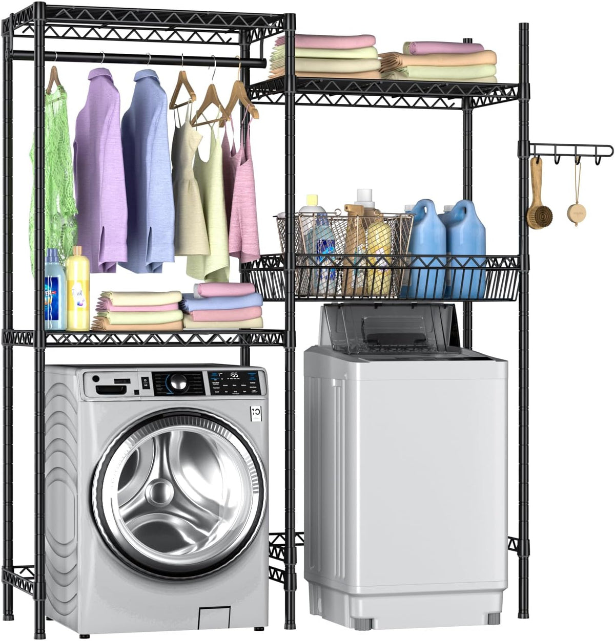 Over Washer and Dryer Shelves,Laundry Room Storage Organization Clothes Drying Rack,4 Tier