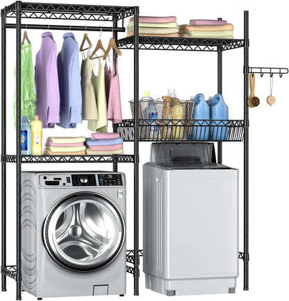 Over Washer and Dryer Shelves,Laundry Room Storage Organization Clothes Drying Rack,4 Tier