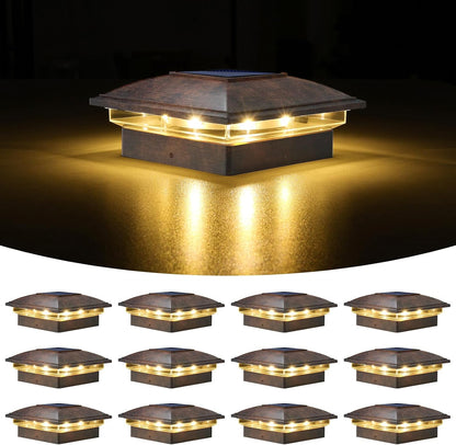 VOLISUN Solar Post Cap Light Outdoor 12pack,Solar Deck Fence - Post Lights Waterproof for 4x4