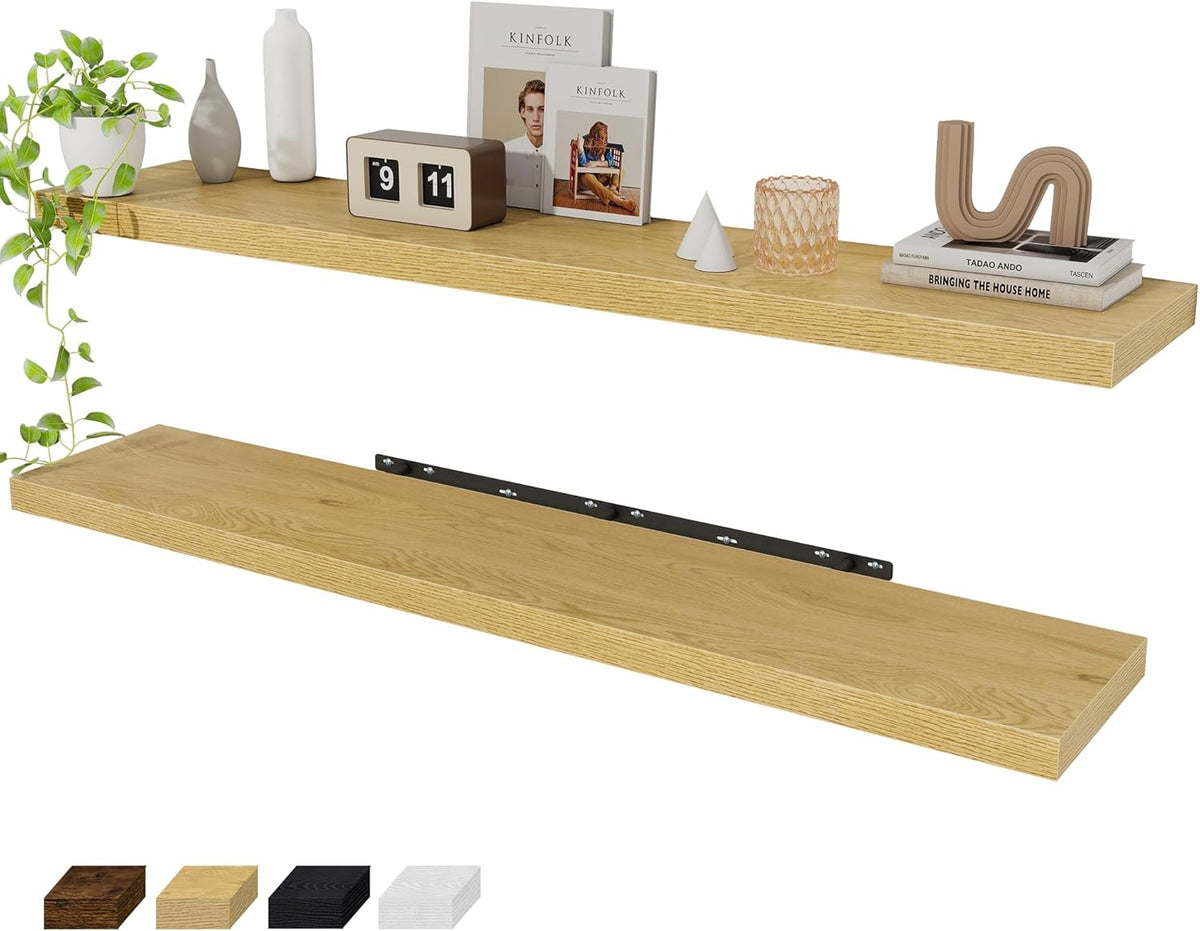 Fun Memories 55 Inch Floating Shelves for Wall 2 Pack Shelves for Bedroom|Kitchen|Bathroom 55 x 9.3