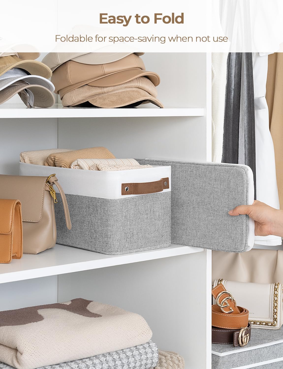 StorageWorks Narrow Storage Bins, Small Basket for Closet and Shelves, Rectangular Fabric Organizer