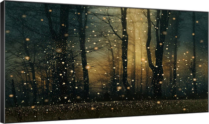 SIGNWIN 30"x60" Extra Large Framed Wall Art Magical Firefly Forest at Twilight, Enchanted Nature