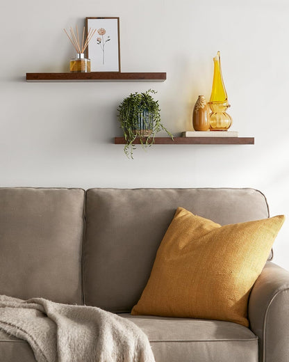 BAYKA Floating Shelves Set of 2, 22.5" Rustic Wood Wall Mounted Shelves for Bedroom, Living Room