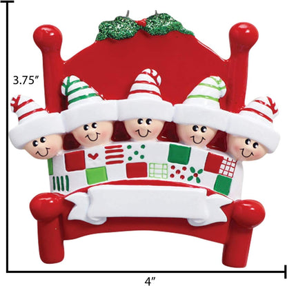 Bedtime Family of 5 Ornament 2025 Personalized Family Christmas Ornaments 2025 | Tucked in Together