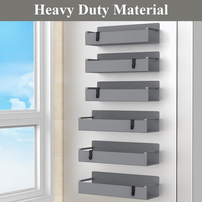 6 Pack Magnetic Spice Rack Organizer for Refrigerator and Oven, Dark Grey Fridge Organizers and