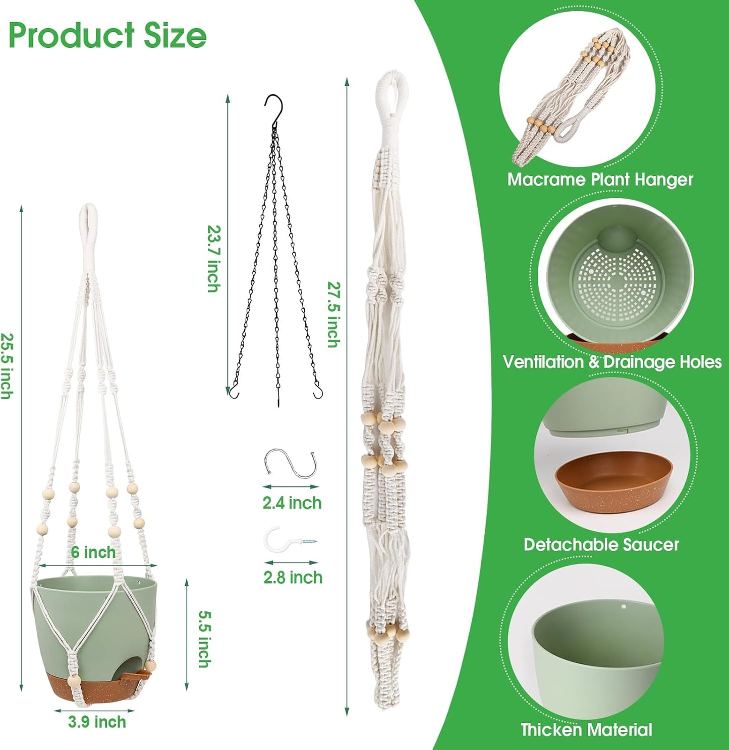 Hanging Planters for Indoor Outdoor Plants, 2 Pack Self Watering Hanging Pots, Hanging Plant