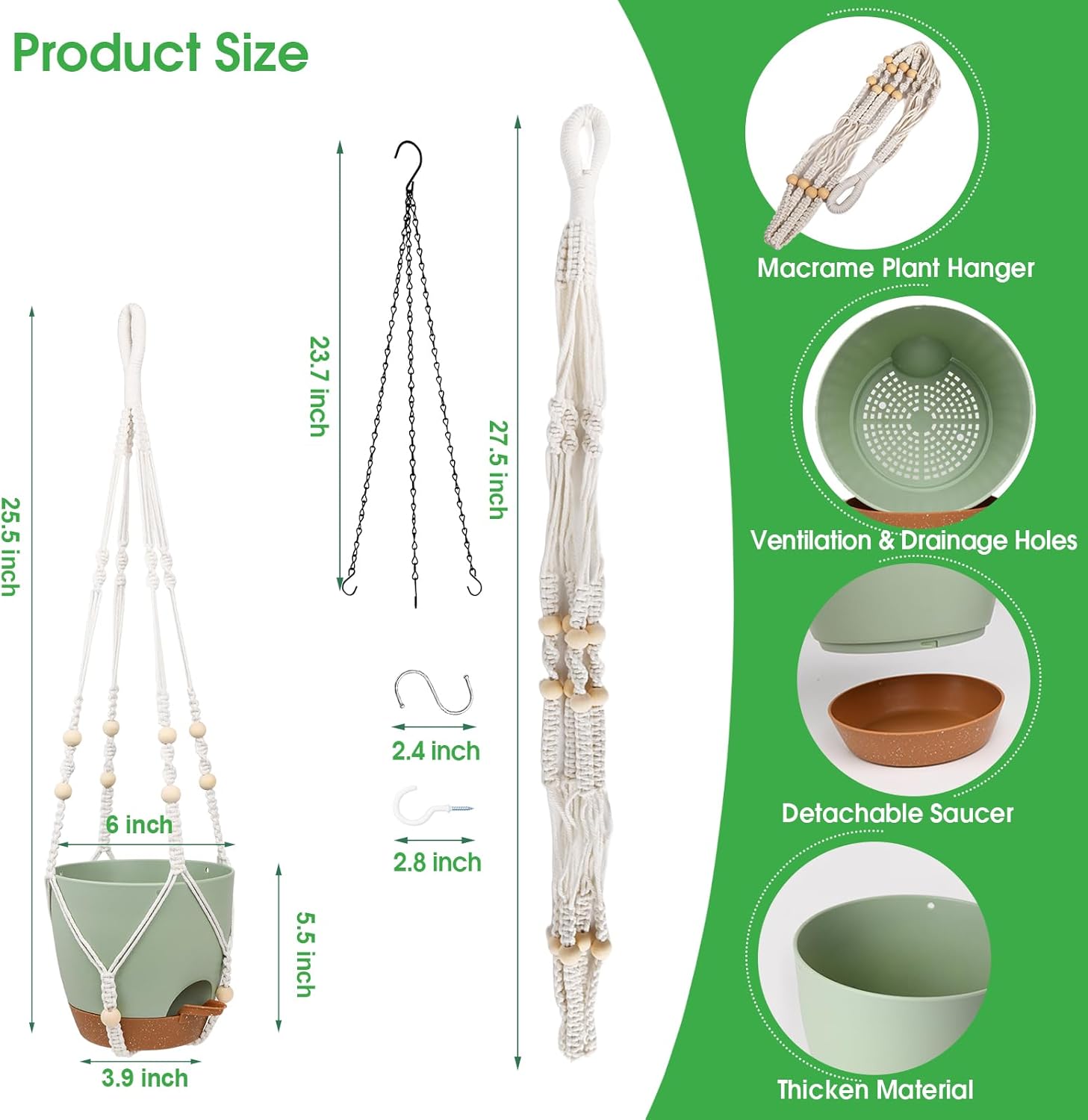 Hanging Planters for Indoor Outdoor Plants, 2 Pack Self Watering Hanging Pots, Hanging Plant