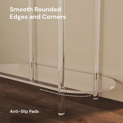 Acrylic Console Table, Oval, 29.5" Small Entryway Table, Clear Entry Table for Sofa, Foyer
