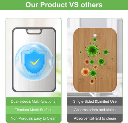 2IN1 Titanium Cutting Boards for Kitchen,Metal Cutting Boards With Pure Titanium and Wheat Straw