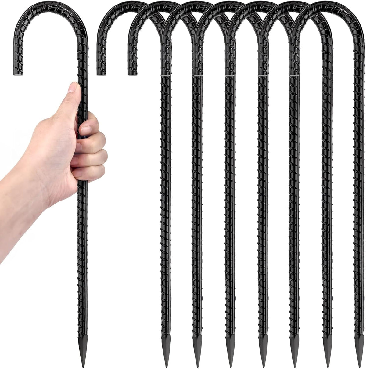 16 Inch Ground Stakes Heavy Duty,8 Pack Metal Fence Stakes for Ground for Wire Fencing,Heavy Duty