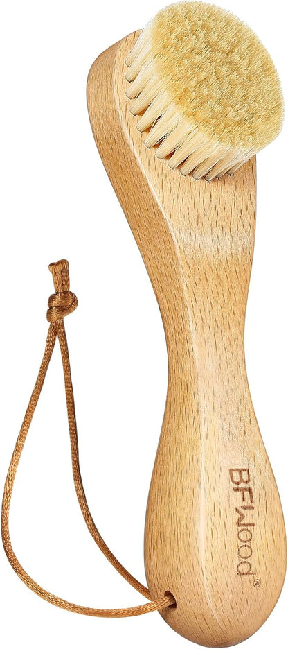 BFWood Laundry Stain Brush, Natural Soft Boar Bristles, Removes Tough Stains from Delicate Fabrics