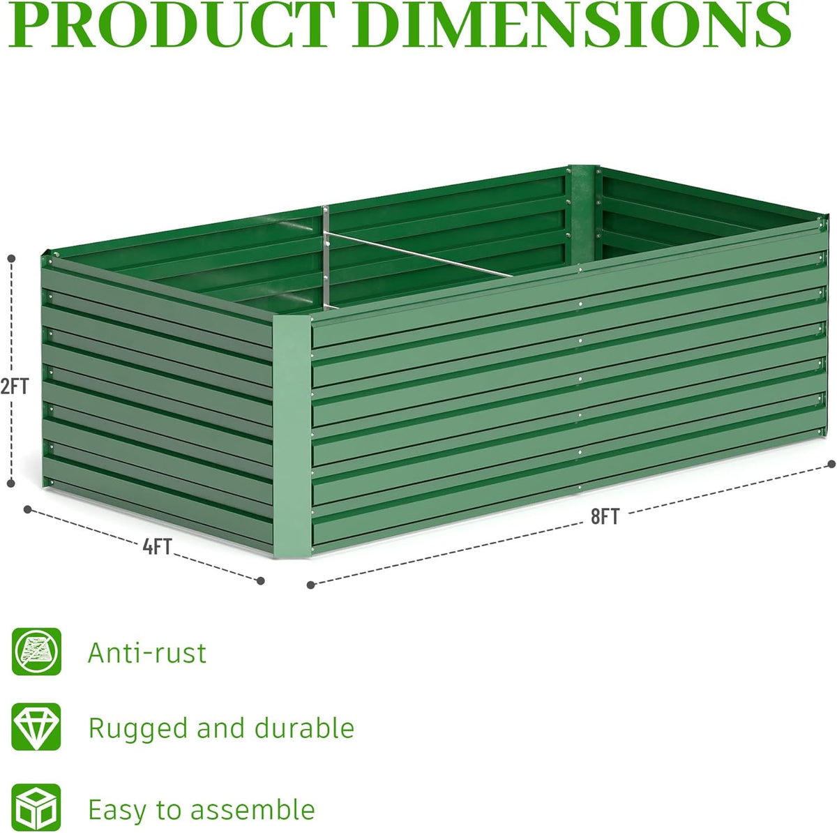 8x4x2 ft Outdoor Raised Garden Bed, Large Metal Planter Raised Beds, Planters for Outdoor Plants
