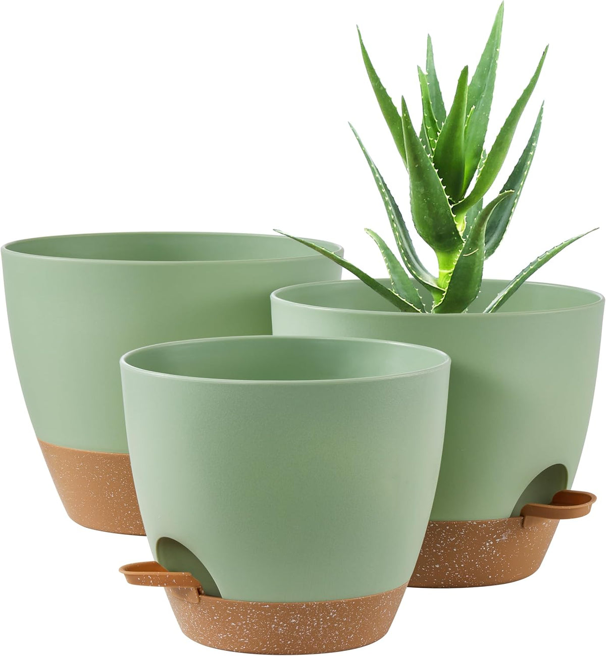 FaithLand 3-Pack Planter Pots, 10 9 8 Inch Self Watering Flower Pots for Indoor Outdoor Garden