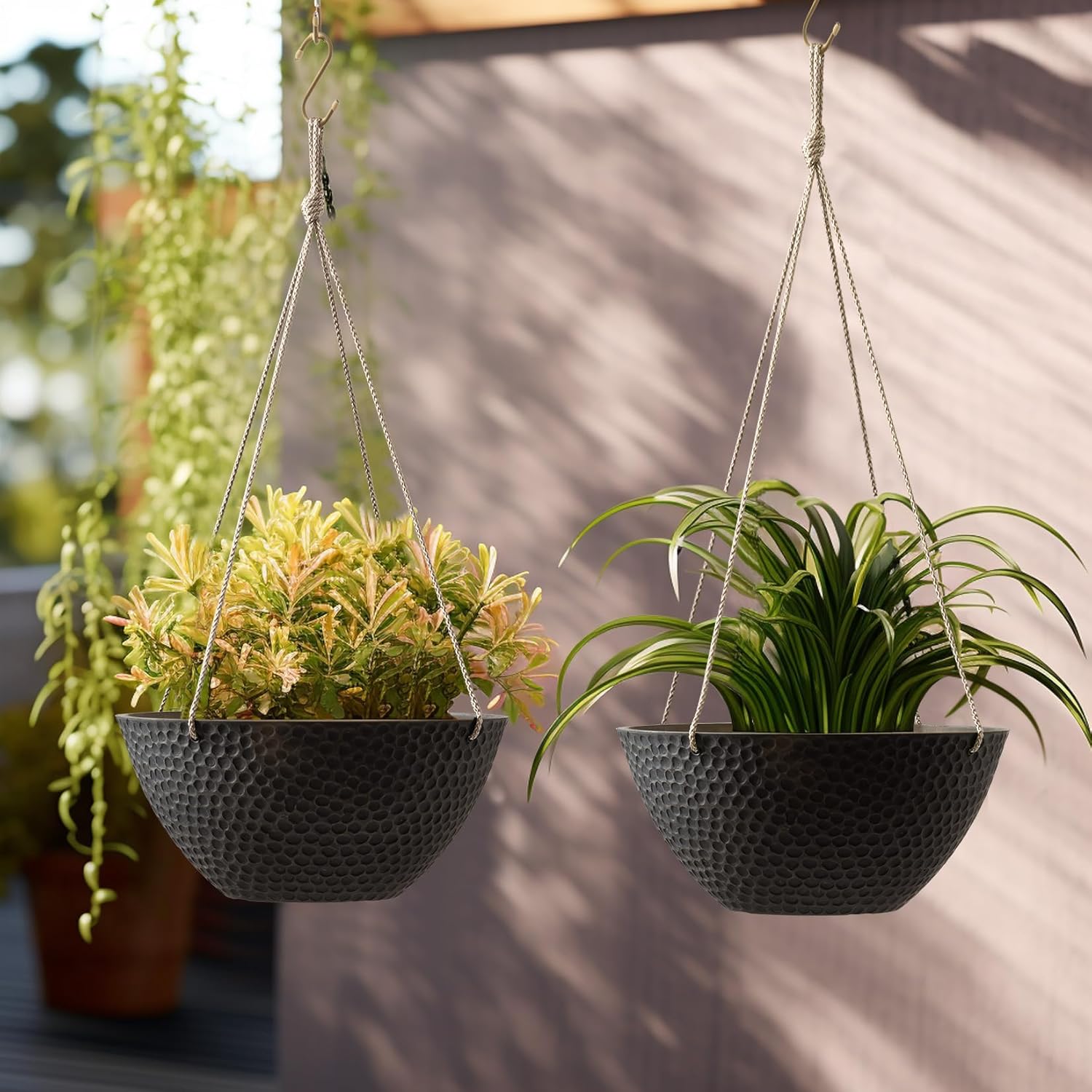 LA JOLIE MUSE Hanging Planters for Outdoor Plants, Large Hanging Planter with Drain Holes, Outdoor