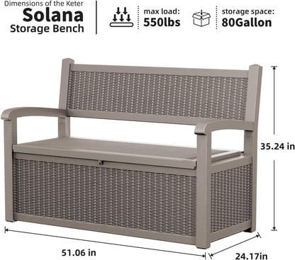 DRATO 75 Gallon Storage Bench Deck Box Outdoor Indoor,Lockable Durable All-Weather Seating with