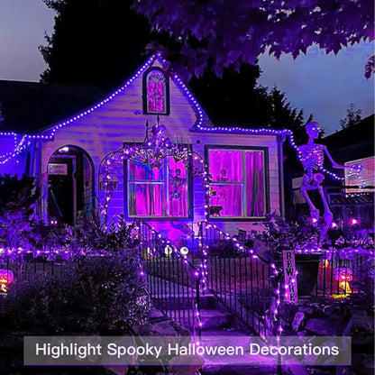 suddus Hallowee Fairy Lights Battery Operated, 33ft 100 LED Fairy Lights with Remote, Purple String