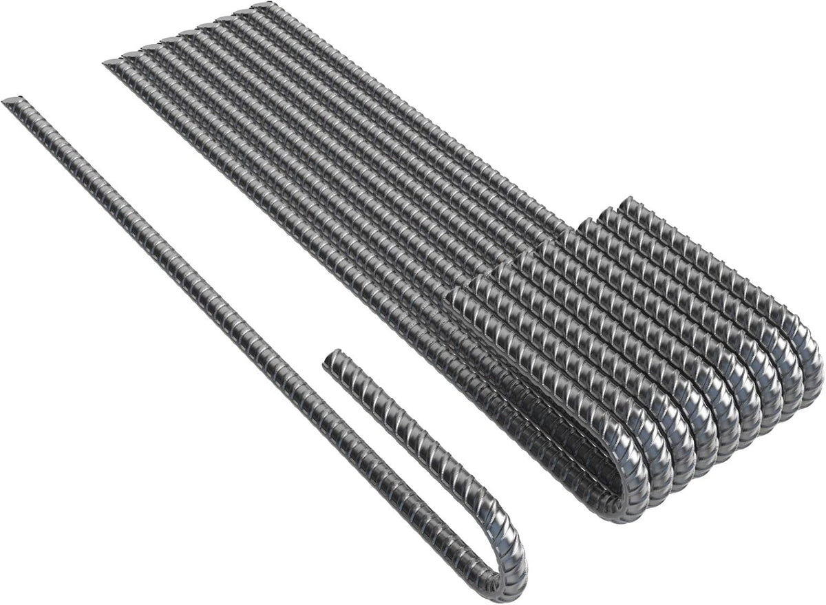 Vodaland Rebar Stakes J Hook Extra Heavy Duty 1/4 inch Coated Steel Ground Anchors with Chisel