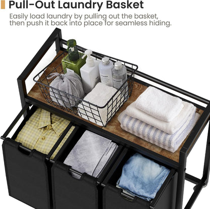 Laundry Hamper, Laundry Basket, Laundry Sorter with 3 Removable Bags, Clothes Basket with 3