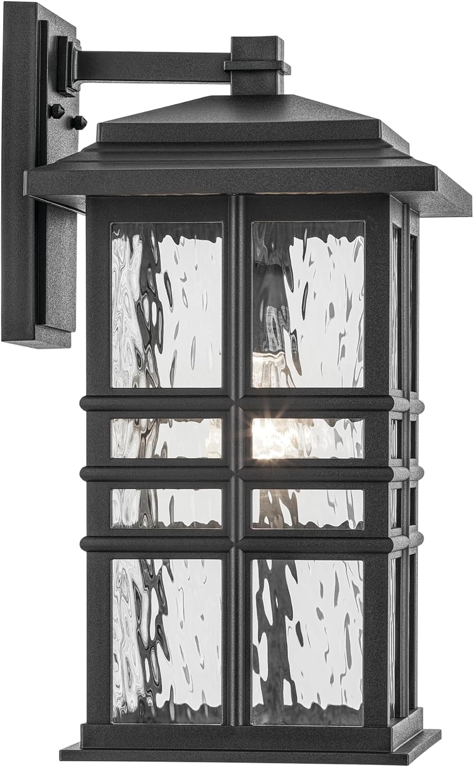 KICHLER Beacon Square 17.25" 1-Light Outdoor Wall Light with Clear Hammered Glass in Textured
