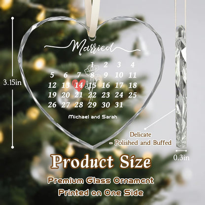First Christmas Married Ornament 2025, Custom Wedding Crystal Glass Ornament with Photo, Name or