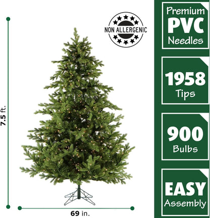 Fraser Hill Farm 7.5-Ft. Foxtail Pine Artificial Christmas Tree with White Incandescent Smart