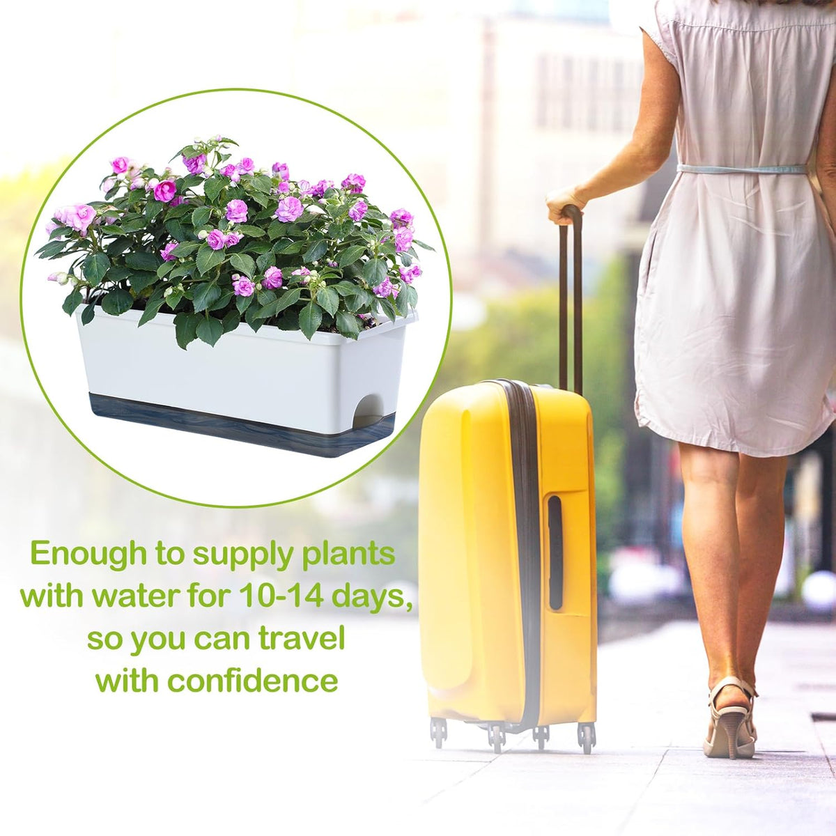 Window Box Planter 8 Pcs, 17 Inches Rectangle Flower Pots with Drainage Holes and Trays, Vegetable
