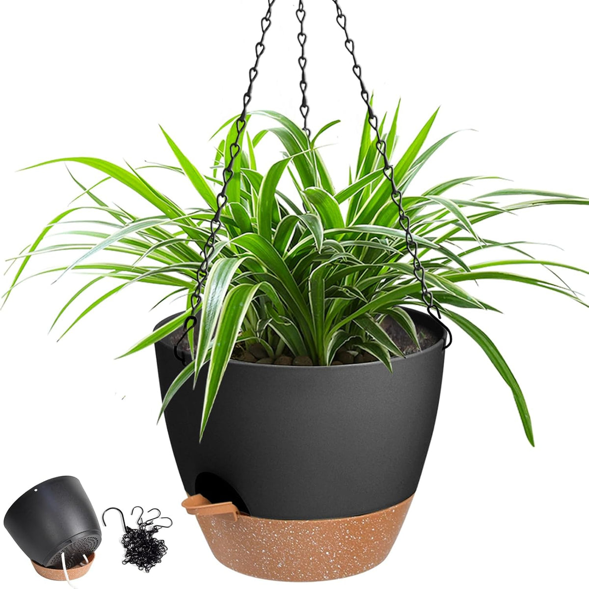 Hanging Planters for Indoor Outdoor Plants, 1 Set Self Watering Hanging Pot with Drainage Holes &