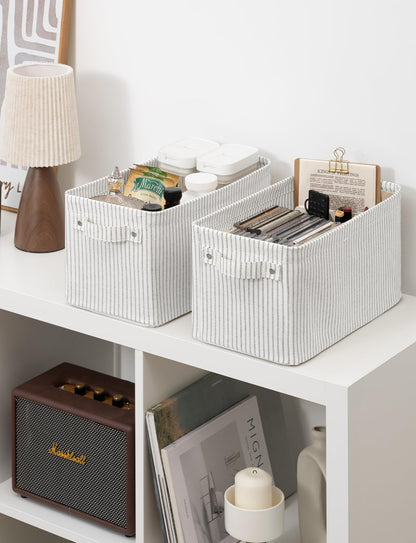 StorageWorks Narrow Storage Bins, Small Basket for Closet and Shelves, Rectangular Fabric Organizer