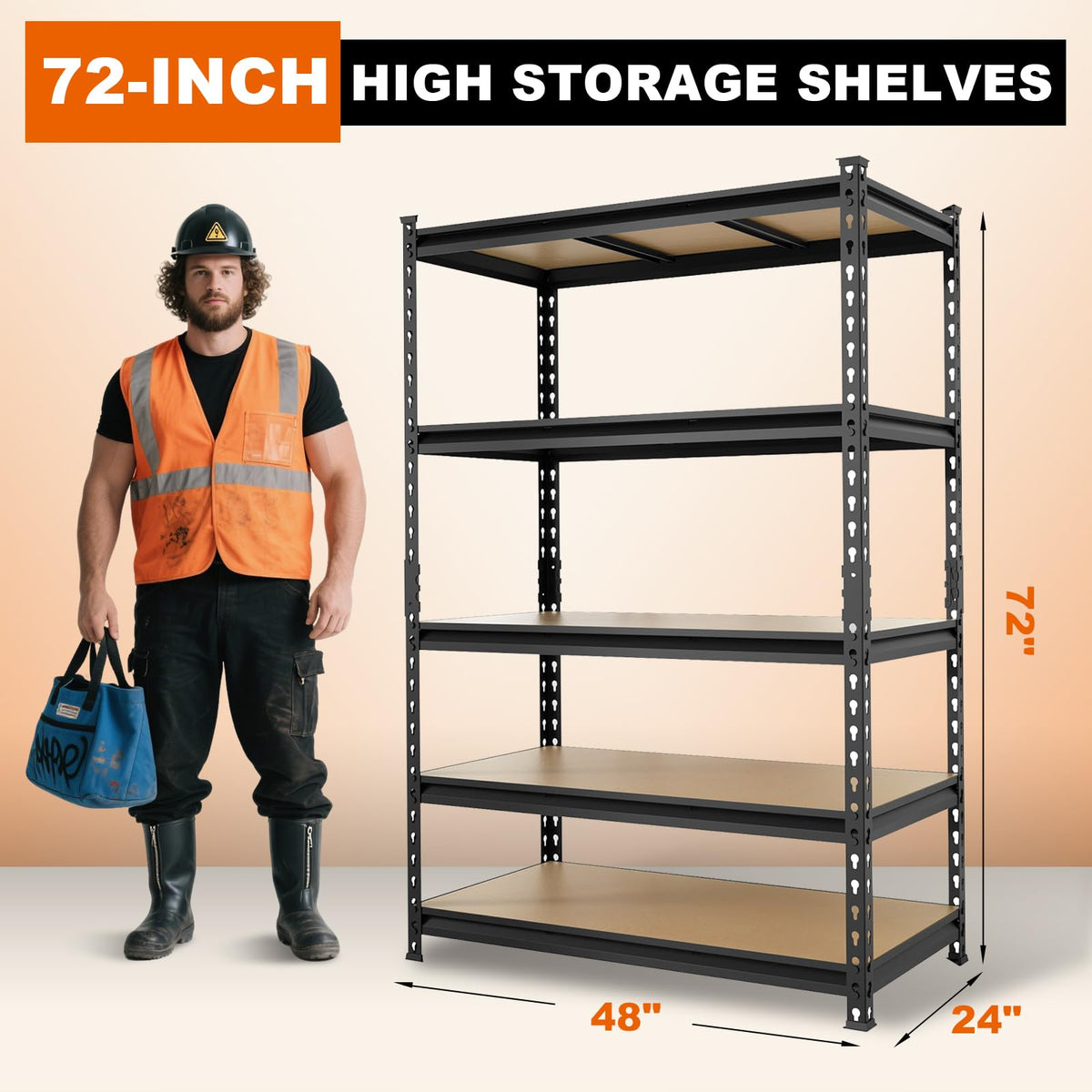 Big RED Storage Shelving Unit, 5-Tier Adjustable, Heavy Duty Metal Garage Shelves/Utility Rack for