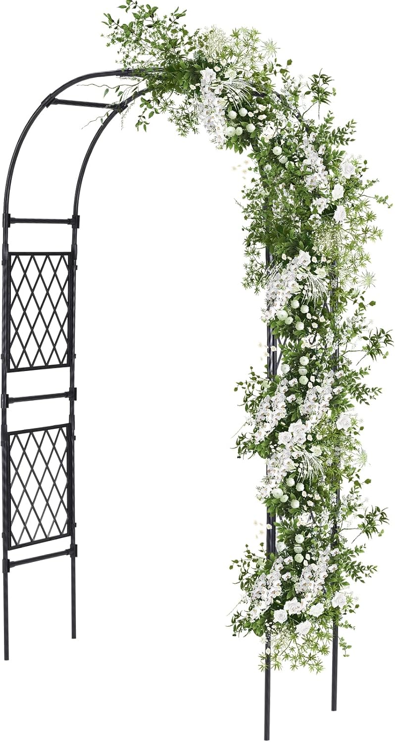 Lalahoni Garden Arch Arbor Trellis, 8ft Tall Outdoor Archway for Climbing Plants, Durable Garden