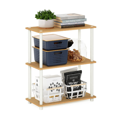 Furinno TURN-N-TUBE Storage Shelves, 3-Tier Book Shelf, Corner Shelf, Toolless Open Shelves, for