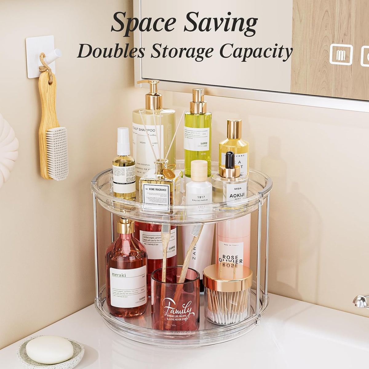 LAMU 2 Pack 10.6'' 2-Tier Lazy Susan Turntable Organizer Rotating Spice Rack Organization for