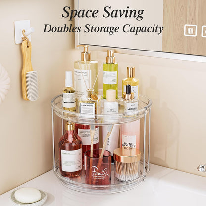 LAMU 2 Pack 10.6'' 2-Tier Lazy Susan Turntable Organizer Rotating Spice Rack Organization for