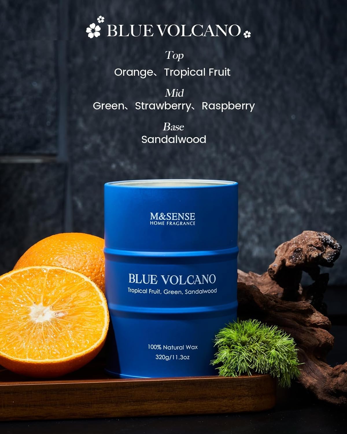 M&SENSE Tropical Fruit Soy Scented Candles Natural Non Toxic, Summer Candles 11.3oz 70 Hours Long