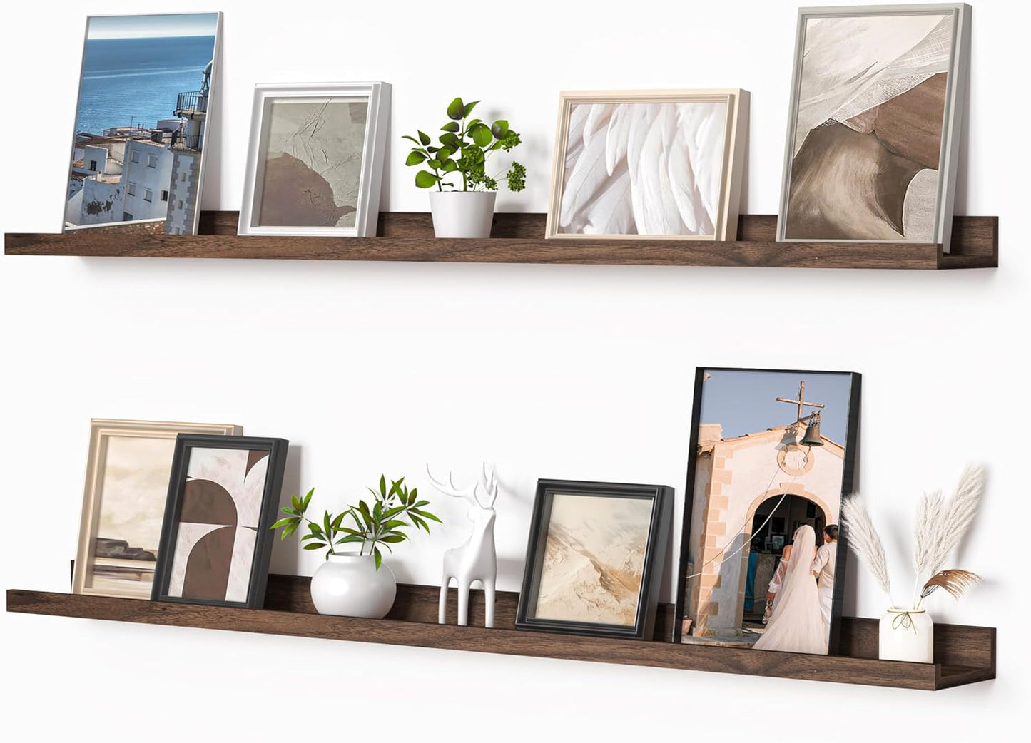 Heimlove Picture Ledge Shelf, Floating Shelves Set of 2, 48 Inches Picture Shelf for Wall with