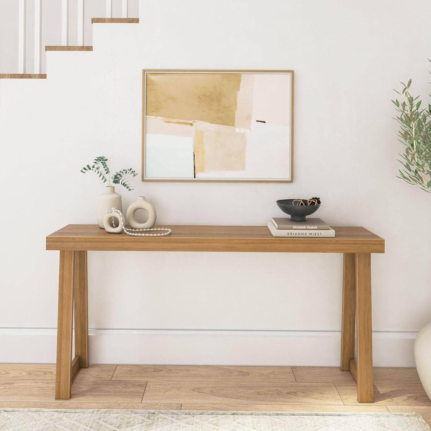 Plank+Beam Solid Wood Console Table, 66 Inch, Sofa Table, Narrow Entryway Table for Hallway, Behind