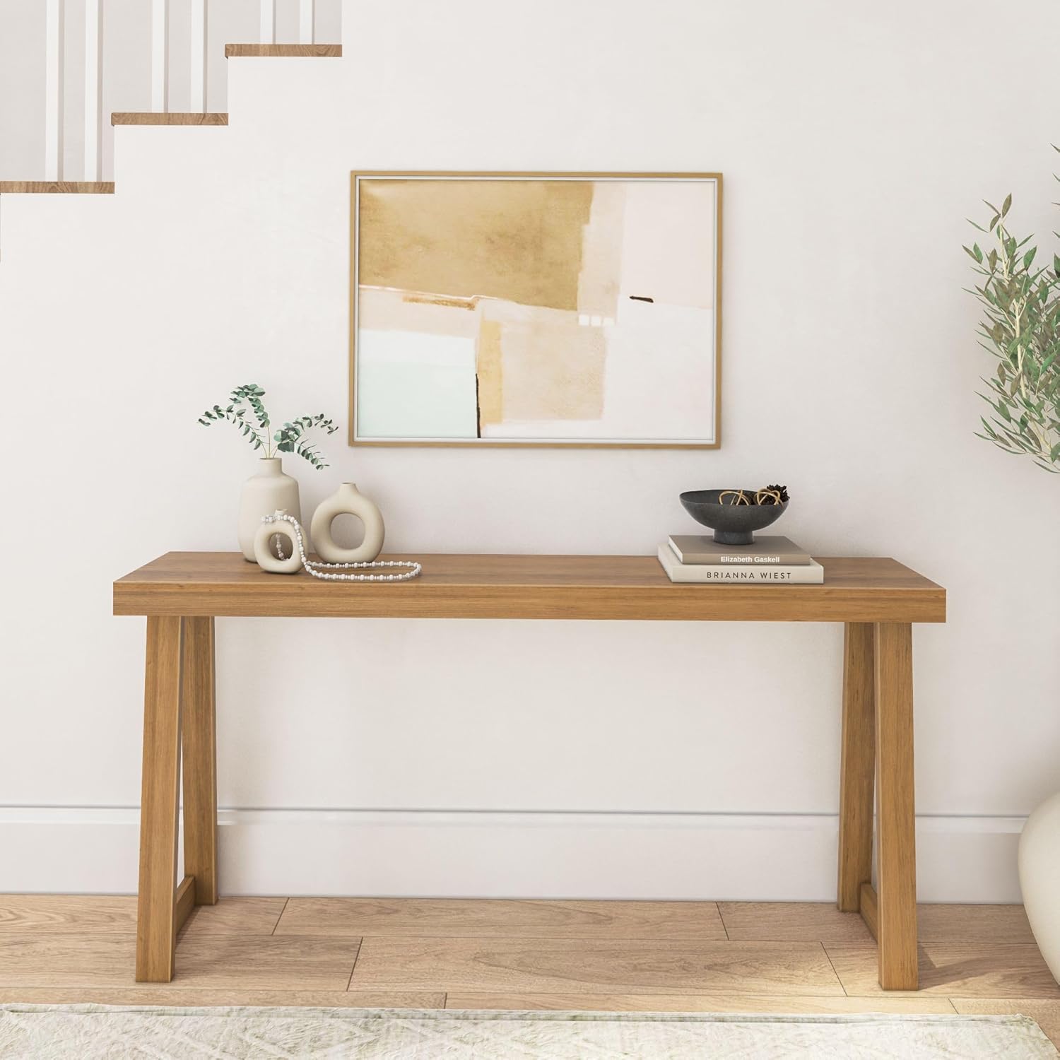 Plank+Beam Solid Wood Console Table, 66 Inch, Sofa Table, Narrow Entryway Table for Hallway, Behind