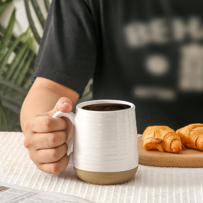 Large Ceramic Coffee Mugs Set - 15 OZ Porcelain Coffee Latte Cups Set of 4 with Handle Perfect for
