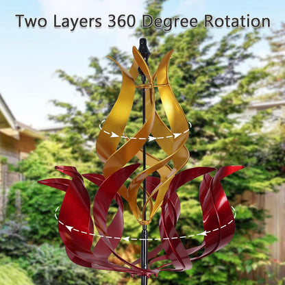 hogardeck Large Wind Spinners Outdoor, 93.3" Metal Tulip Wind Spinner with Stake, 360° Rotating