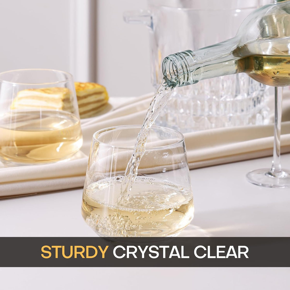 Stemless Wine Glasses Set of 6, 13.5oz Red White Wine Glasses for Daily Use, Hosting, Home Bar