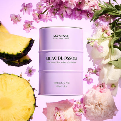 M&SENSE Lilac Blossom Soy Candles for Home Scented, 21.2oz 120 Hour Long Burning Large Aromatherapy