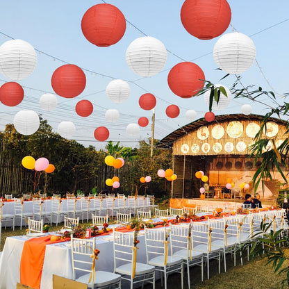 12Pcs Round Paper Lanterns Assorted Sizes (6" 8" 10" 12") for Home Decor, Restaurant, Church