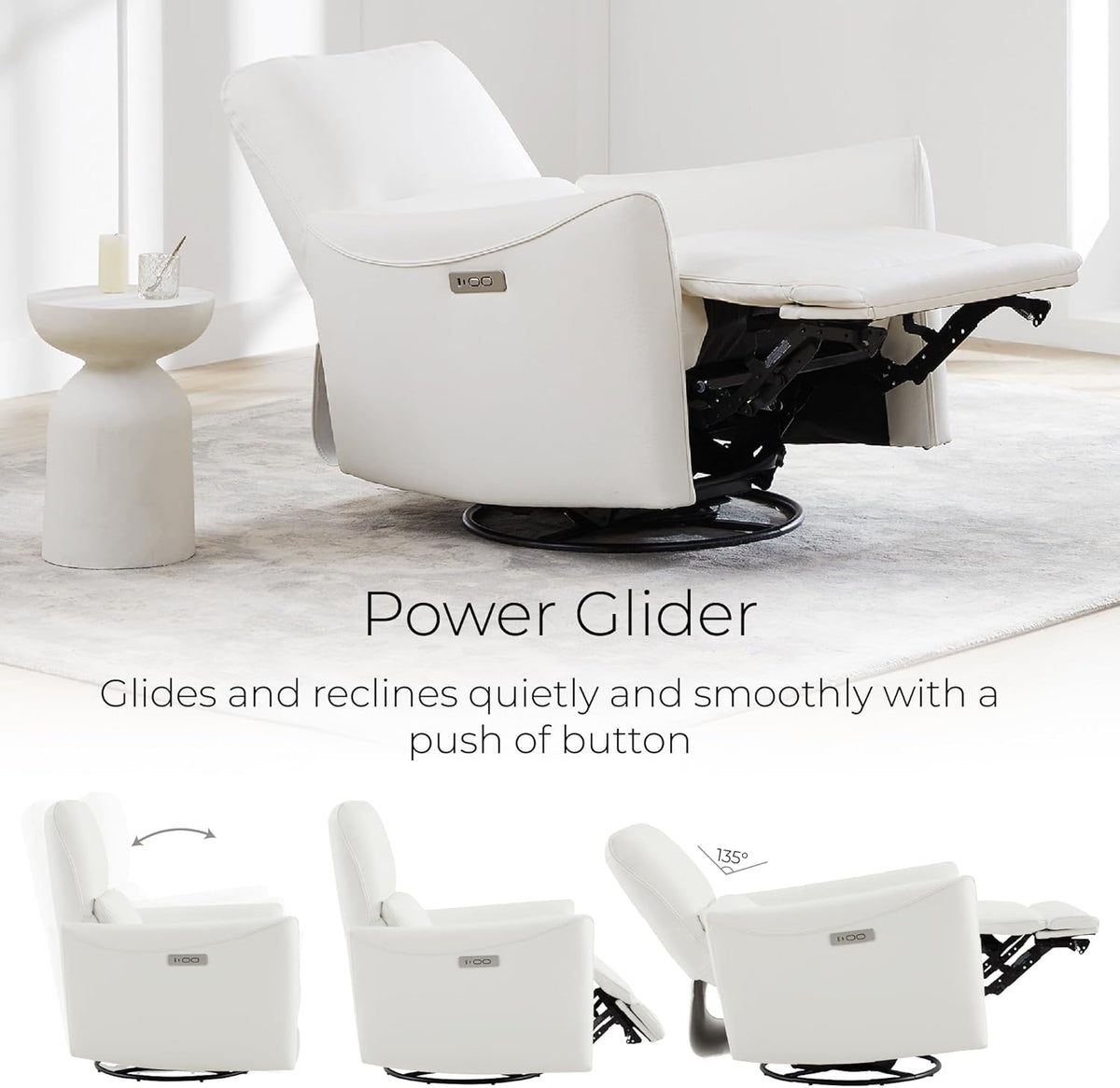 CHITA Power Recliner Chair Swivel Glider, FSC Certified Upholstered Faux Leather Living Room