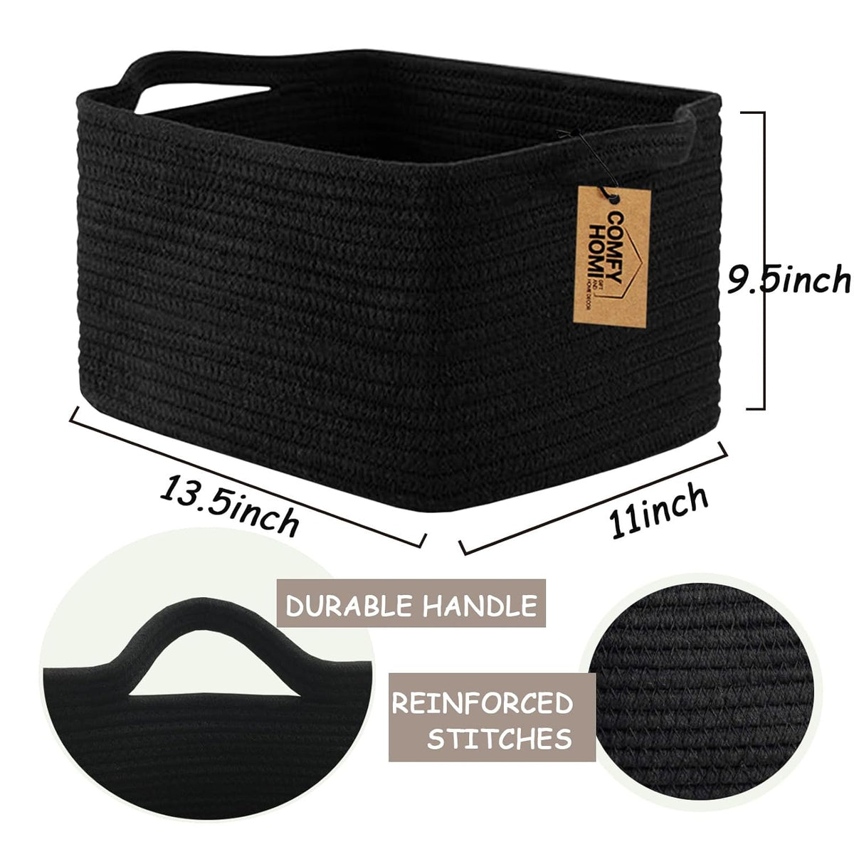 COMFY-HOMI Storage Basket for Shelves, Woven Baskets for Storage, Cotton Rope Basket,Toy Storage